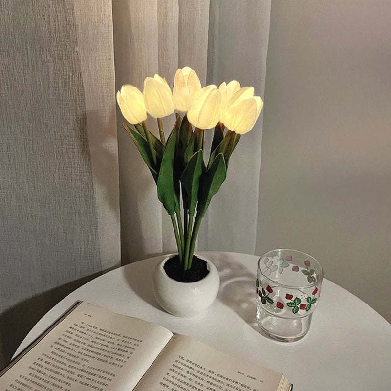 LED Tulip Lamp Night Simulation Flower Atmosphere Desk Light Room Table Decoration Lamp Gift for Girl Friend